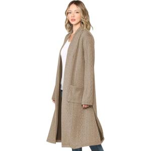 Made By Johnny Women’s Casual Cozy Braided Open Front Long Pocket Cardigan Sweater(Wsk2331_taupe)