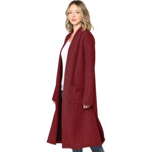Made By Johnny Women’s Casual Cozy Braided Open Front Long Pocket Cardigan Sweater(Wsk2331_wine)