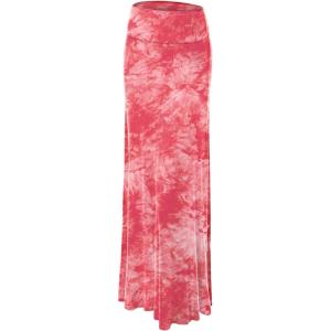 Made By Johnny Women’s Casual Tie Dye Fold Over Maxi Skirt(Wb1058_coral)