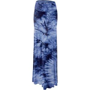 Made By Johnny Women’s Casual Tie Dye Fold Over Maxi Skirt(Wb1058_navy)