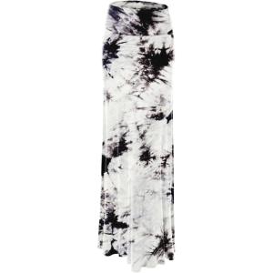 Made By Johnny Women’s Casual Tie Dye Fold Over Maxi Skirt(Wb1058_white_black)