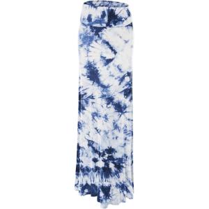 Made By Johnny Women’s Casual Tie Dye Fold Over Maxi Skirt(Wb1058_white_navy)