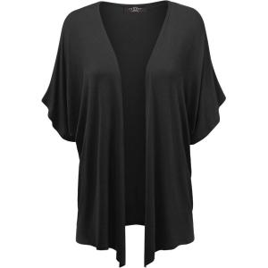 Made By Johnny Women’s Kimono Style Short Sleeve Dolman Cardigan – Lightweight Open Front Summer Cover-Up(Wsk1310_black)