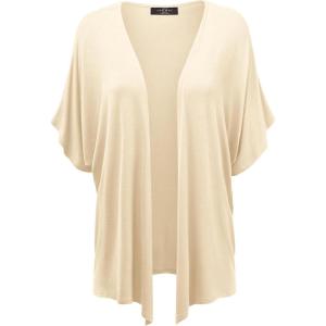 Made By Johnny Women’s Kimono Style Short Sleeve Dolman Cardigan – Lightweight Open Front Summer Cover-Up(Wsk1310_cream)