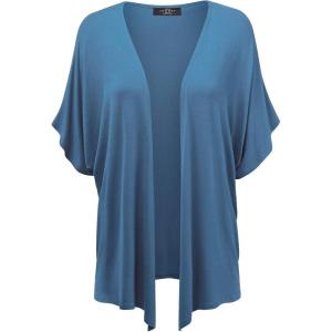 Made By Johnny Women’s Kimono Style Short Sleeve Dolman Cardigan – Lightweight Open Front Summer Cover-Up(Wsk1310_denim)
