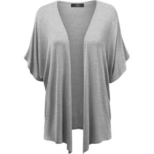 Made By Johnny Women’s Kimono Style Short Sleeve Dolman Cardigan – Lightweight Open Front Summer Cover-Up(Wsk1310_heather_grey)