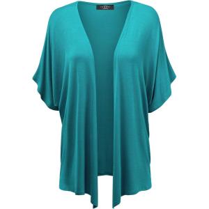 Made By Johnny Women’s Kimono Style Short Sleeve Dolman Cardigan – Lightweight Open Front Summer Cover-Up(Wsk1310_jade)