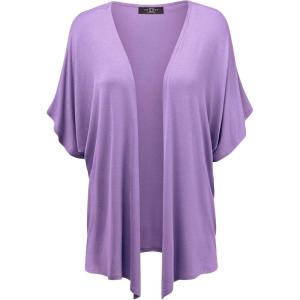 Made By Johnny Women’s Kimono Style Short Sleeve Dolman Cardigan – Lightweight Open Front Summer Cover-Up(Wsk1310_lilac)