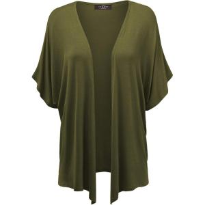 Made By Johnny Women’s Kimono Style Short Sleeve Dolman Cardigan – Lightweight Open Front Summer Cover-Up(Wsk1310_olive)