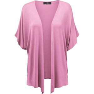 Made By Johnny Women’s Kimono Style Short Sleeve Dolman Cardigan – Lightweight Open Front Summer Cover-Up(Wsk1310_pink)