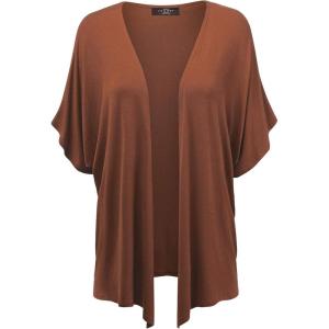 Made By Johnny Women’s Kimono Style Short Sleeve Dolman Cardigan – Lightweight Open Front Summer Cover-Up(Wsk1310_rust)
