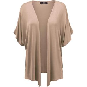 Made By Johnny Women’s Kimono Style Short Sleeve Dolman Cardigan – Lightweight Open Front Summer Cover-Up(Wsk1310_taupe)