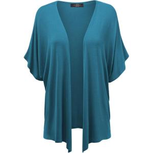 Made By Johnny Women’s Kimono Style Short Sleeve Dolman Cardigan – Lightweight Open Front Summer Cover-Up(Wsk1310_teal)