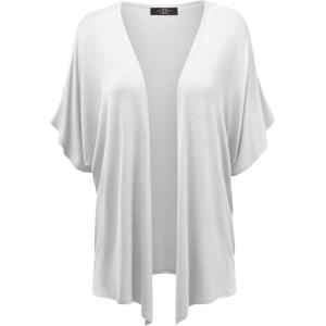 Made By Johnny Women’s Kimono Style Short Sleeve Dolman Cardigan – Lightweight Open Front Summer Cover-Up(Wsk1310_white)