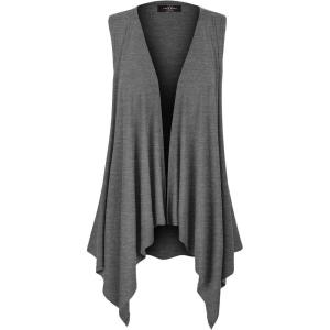 Made By Johnny Women’s Lightweight Sleeveless Draped Open Cardigan(Wsk1071_hdg)