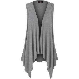 Made By Johnny Women’s Lightweight Sleeveless Draped Open Cardigan(Wsk1071_heather_grey)