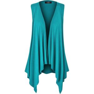 Made By Johnny Women’s Lightweight Sleeveless Draped Open Cardigan(Wsk1071_jade)