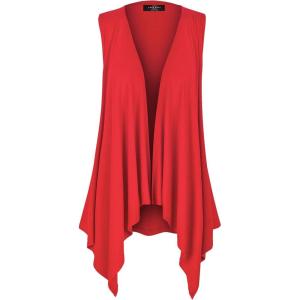 Made By Johnny Women’s Lightweight Sleeveless Draped Open Cardigan(Wsk1071_red)