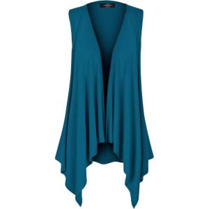 Made By Johnny Women’s Lightweight Sleeveless Draped Open Cardigan(Wsk1071_teal)