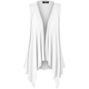 Made By Johnny Women’s Lightweight Sleeveless Draped Open Cardigan(Wsk1071_white)