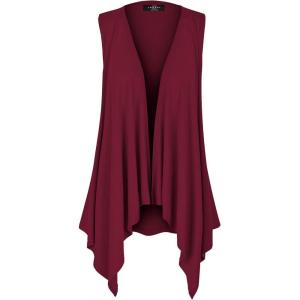 Made By Johnny Women’s Lightweight Sleeveless Draped Open Cardigan(Wsk1071_wine)