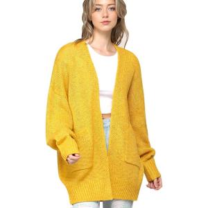 Made By Johnny Womens Long Sleeve Open Front Chunky Knit Batwing Warm and Comfy Cardigan Loose Baggy Sweater with Pocket(Wsk2380_mustard)