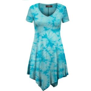Made By Johnny Women’s Short Sleev Swing Shirt Casual Tunic Top(Wt1063_aqua)