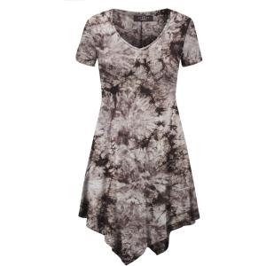 Made By Johnny Women’s Short Sleev Swing Shirt Casual Tunic Top(Wt1063_brown)