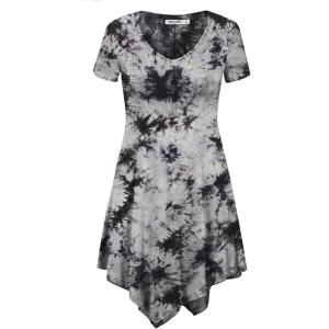 Made By Johnny Women’s Short Sleev Swing Shirt Casual Tunic Top(Wt1063_white_black)