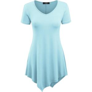 Made By Johnny Women’s Short Sleev Swing Shirt Casual Tunic Top(Wt638_aqua)