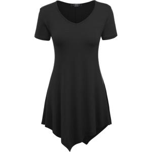 Made By Johnny Women’s Short Sleev Swing Shirt Casual Tunic Top(Wt638_black)