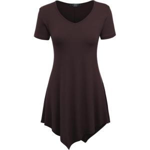 Made By Johnny Women’s Short Sleev Swing Shirt Casual Tunic Top(Wt638_brown)