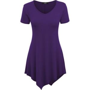 Made By Johnny Women’s Short Sleev Swing Shirt Casual Tunic Top(Wt638_dark_purple)