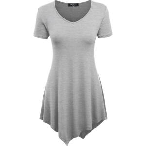 Made By Johnny Women’s Short Sleev Swing Shirt Casual Tunic Top(Wt638_heather_grey)
