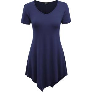 Made By Johnny Women’s Short Sleev Swing Shirt Casual Tunic Top(Wt638_navy)