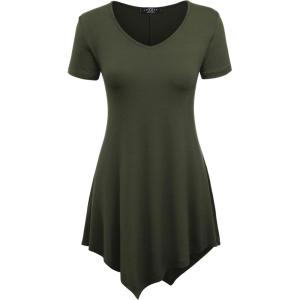 Made By Johnny Women’s Short Sleev Swing Shirt Casual Tunic Top(Wt638_olive)