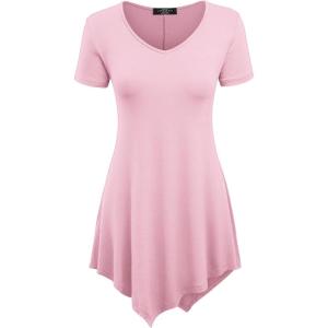 Made By Johnny Women’s Short Sleev Swing Shirt Casual Tunic Top(Wt638_pink)