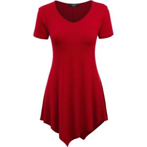 Made By Johnny Women’s Short Sleev Swing Shirt Casual Tunic Top(Wt638_red)