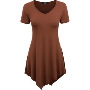 Made By Johnny Women’s Short Sleev Swing Shirt Casual Tunic Top(Wt638_rust)