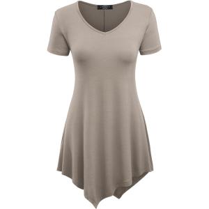 Made By Johnny Women’s Short Sleev Swing Shirt Casual Tunic Top(Wt638_taupe)