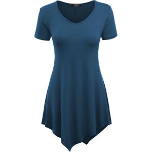 Made By Johnny Women’s Short Sleev Swing Shirt Casual Tunic Top(Wt638_teal)