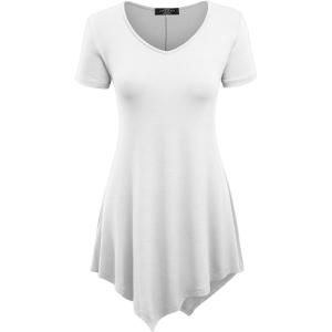 Made By Johnny Women’s Short Sleev Swing Shirt Casual Tunic Top(Wt638_white)