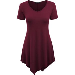 Made By Johnny Women’s Short Sleev Swing Shirt Casual Tunic Top(Wt638_wine)