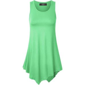 Made By Johnny Women’s Sleeveless Comfy Tunic Tank Top with Various Hem – Plus Size(Wt671_mint)