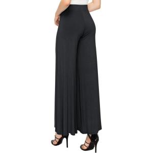Made By Johnny Women’s Solid Casual Comfy Stretchy Wide Leg Palazzo Lounge Pants(Wb1104_black)