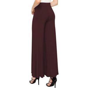 Made By Johnny Women’s Solid Casual Comfy Stretchy Wide Leg Palazzo Lounge Pants(Wb1104_brown)