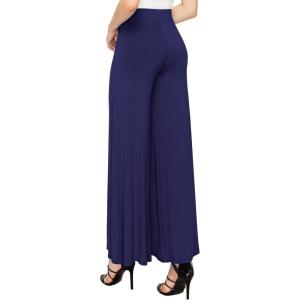 Made By Johnny Women’s Solid Casual Comfy Stretchy Wide Leg Palazzo Lounge Pants(Wb1104_navy)