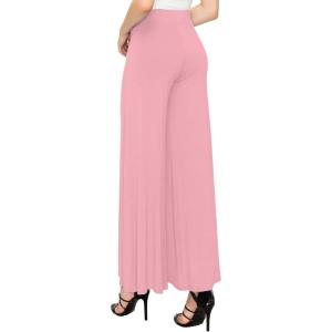 Made By Johnny Women’s Solid Casual Comfy Stretchy Wide Leg Palazzo Lounge Pants(Wb1104_pink)