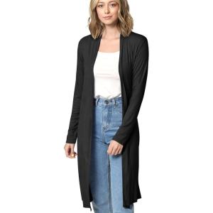 Made By Johnny Women’s Solid Long Sleeve Open Front Drape Long Cardigan Duster – Comfortable & Stylish Outerwear(Wsk1048_black)