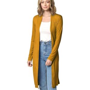 Made By Johnny Women’s Solid Long Sleeve Open Front Drape Long Cardigan Duster – Comfortable & Stylish Outerwear(Wsk1048_mustard)